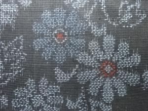 アンティーク　花模様織り出し本場村山泥大島紬着物アンサンブル